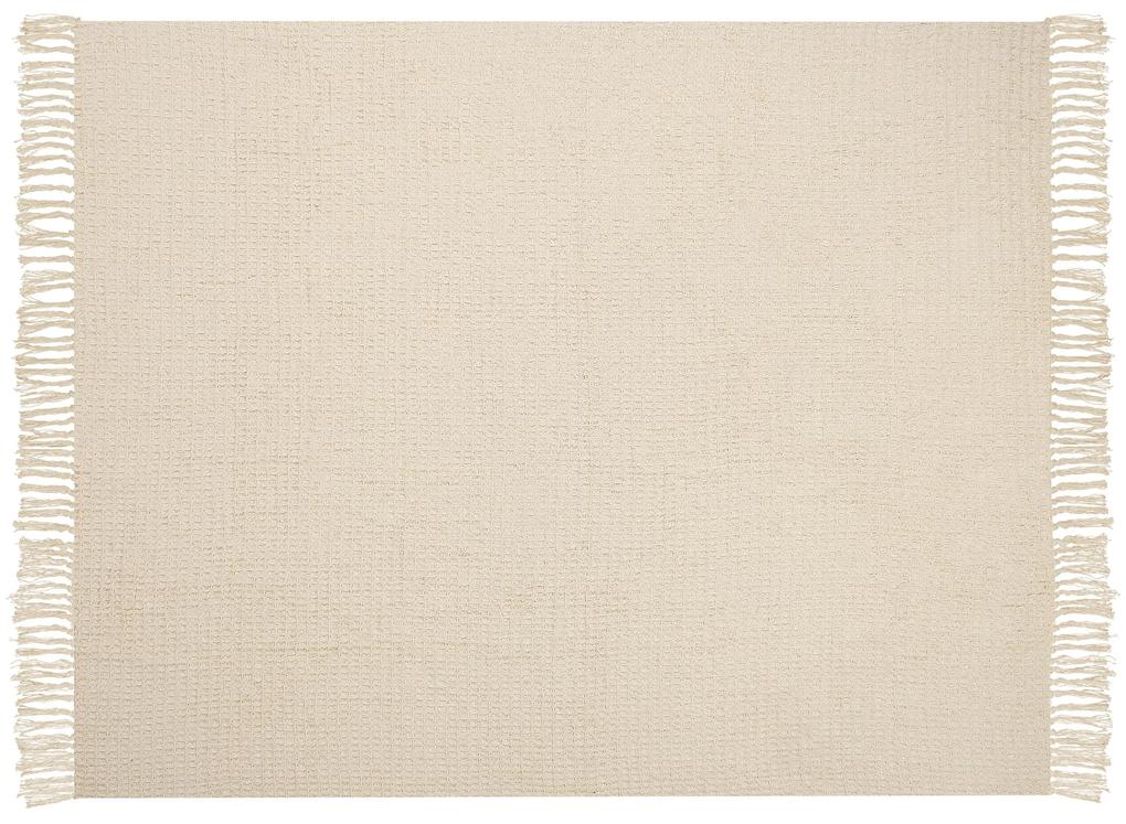 Manta decorativa em algodão creme 125 x 150 cm MALU Beliani