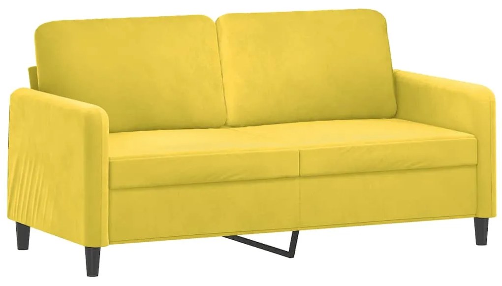 2 pcs conjunto de sofás com almofadas veludo amarelo