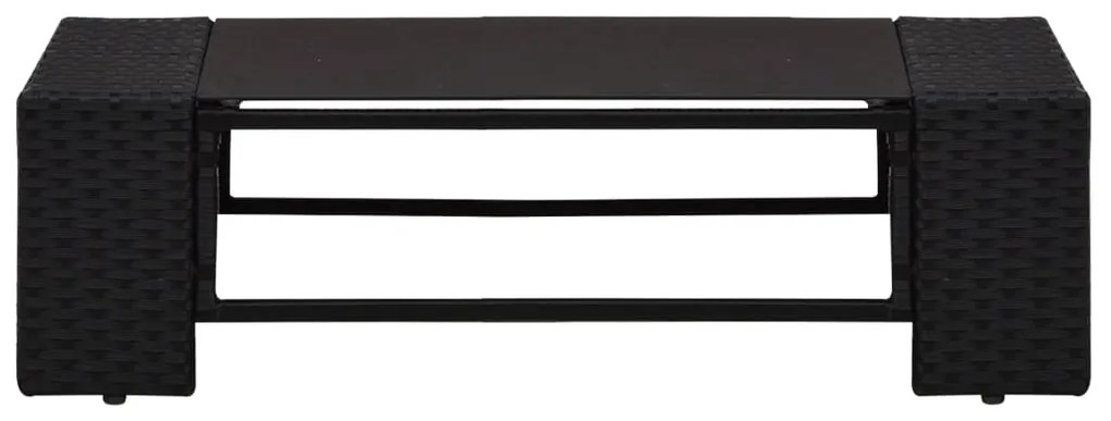 11 pcs conjunto lounge de jardim c/ almofadões vime PE preto