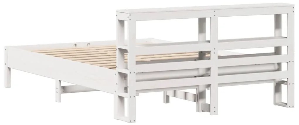 Cama sem colchão 140x190 cm madeira de pinho maciça branco