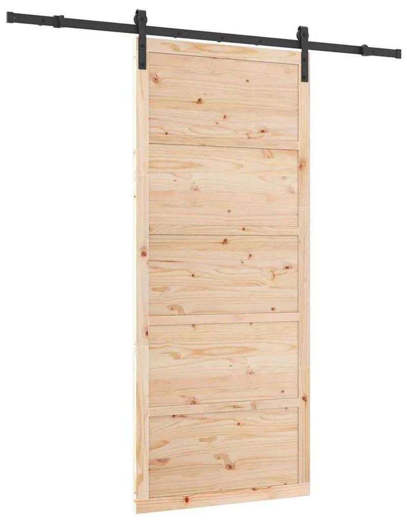 Porta Deslizante Castanho 90 x 208 cm Madeira de pinho maciça
