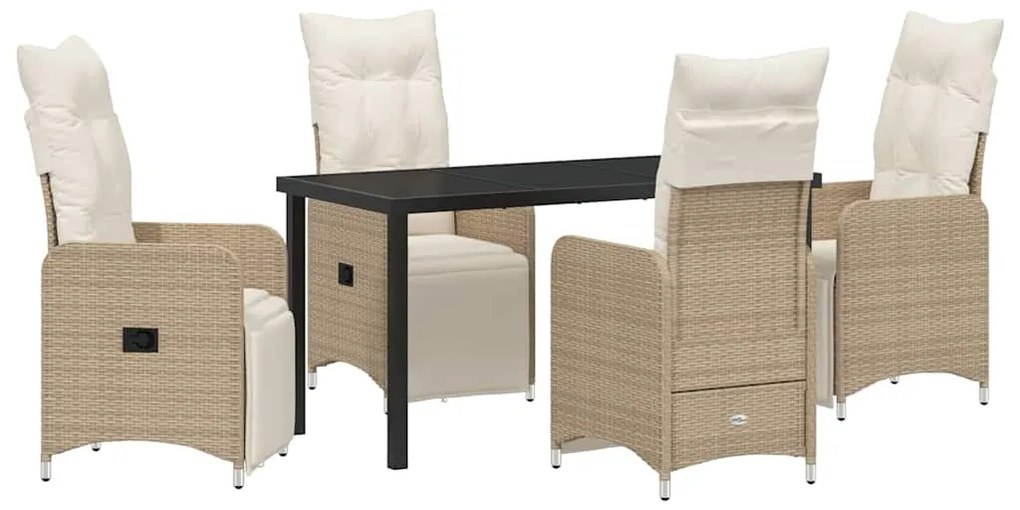 Conjunto de Jantar de Jardim 5 peças com Almofadas Bege em Rattan Sint