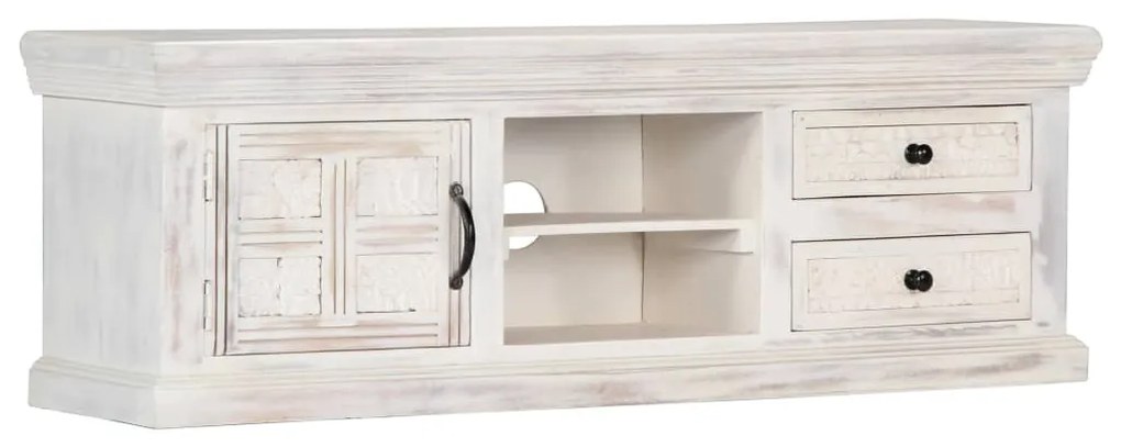vidaXL Móvel de TV 120x30x40 cm madeira de mangueira maciça branco