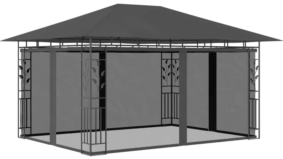 vidaXL Gazebo com rede mosquiteira 4x3x2,73 m 180 g/m² antracite