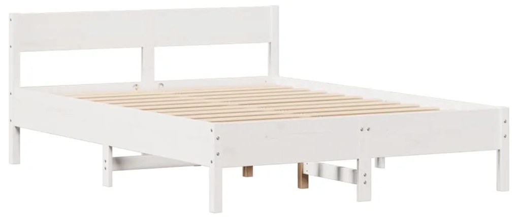 Cama sem colchão 140x200 cm madeira de pinho maciça branco