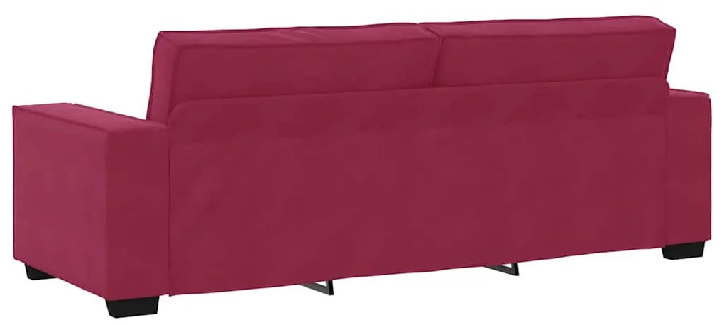 Sofá de 3 lugares veludo 180 cm vermelho tinto