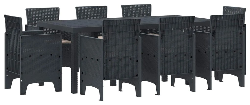 vidaXL Conjunto de Jantar para Jardim 9 pcs Antracite Polipropileno