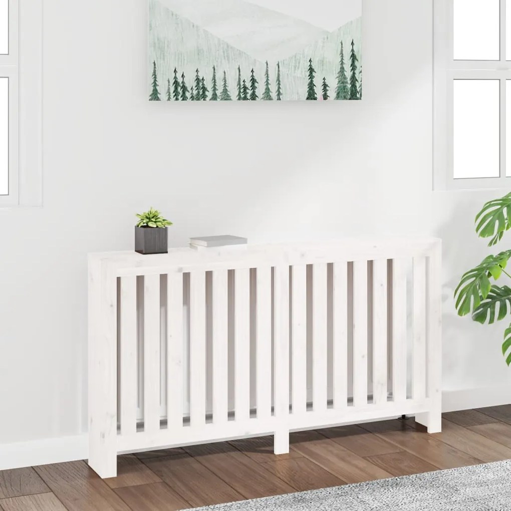 822577 vidaXL Cobertura de radiador 153 x 19 x 84 cm pinho maciço branca
