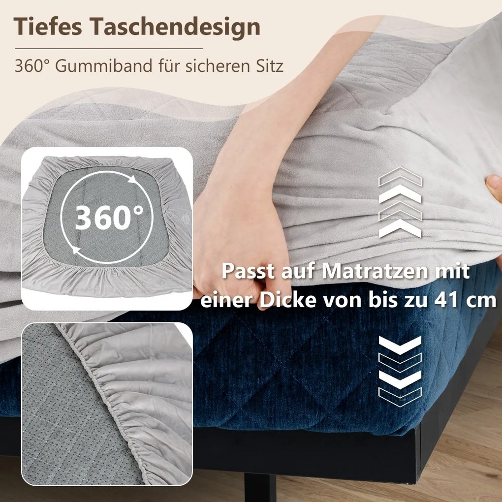 Protetor de colchão luxuoso super macio com bolso profundo cinza 140 x 200 cm