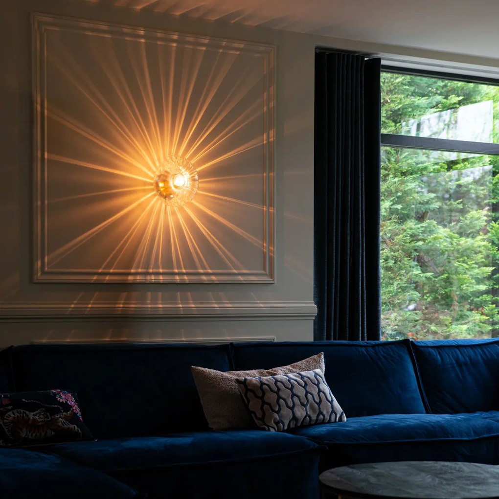 Candeeiro de Parede Inteligente Dourado com Vidro Incl. WiFi P45 - Ayesha