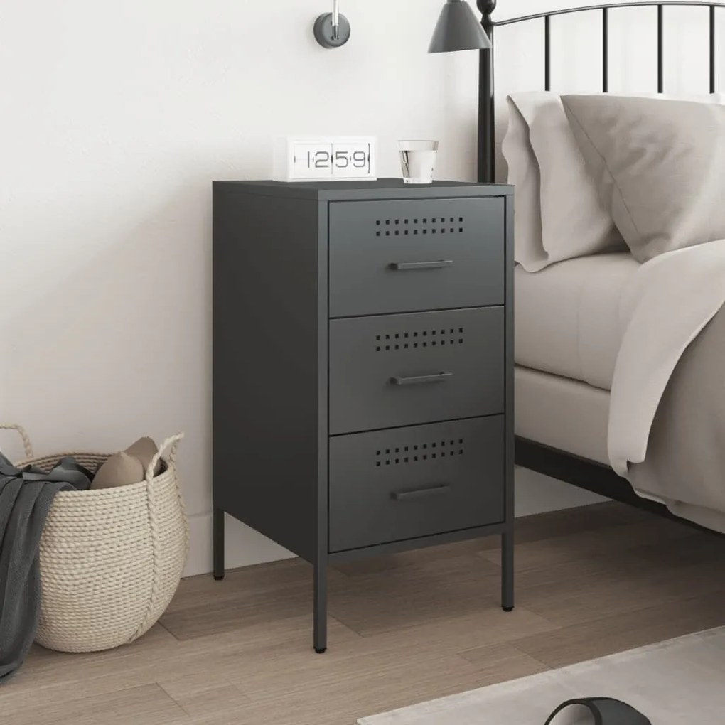 Mesa de cabeceira 36x39x68 cm aço preto