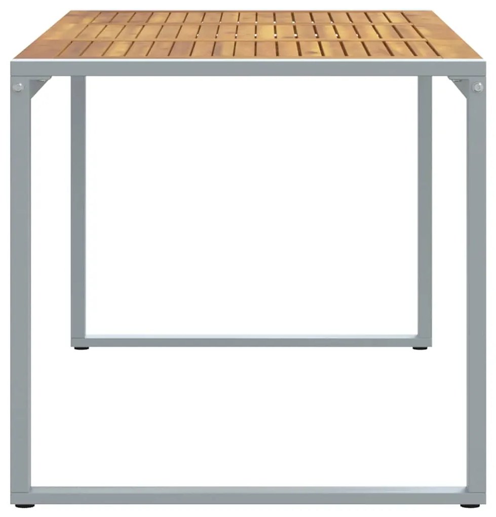 Mesa de Jantar Externa vidaXL Cinza 160x80x75 cm Aço e Madeira Sólida