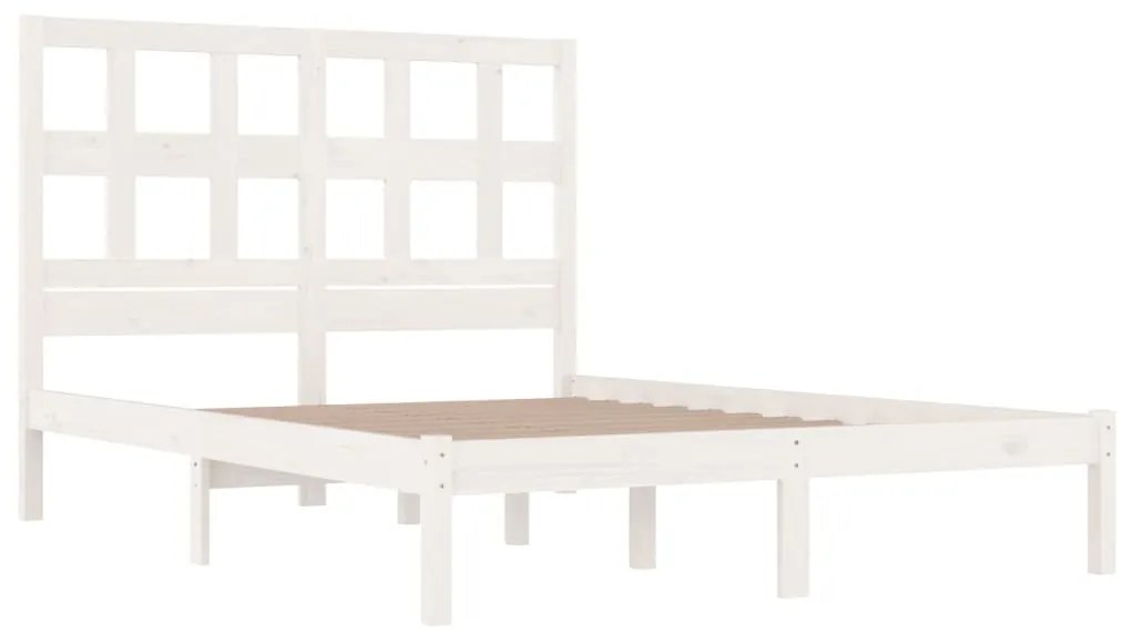 Cama sem colchão 150x200 cm madeira de pinho maciça branco