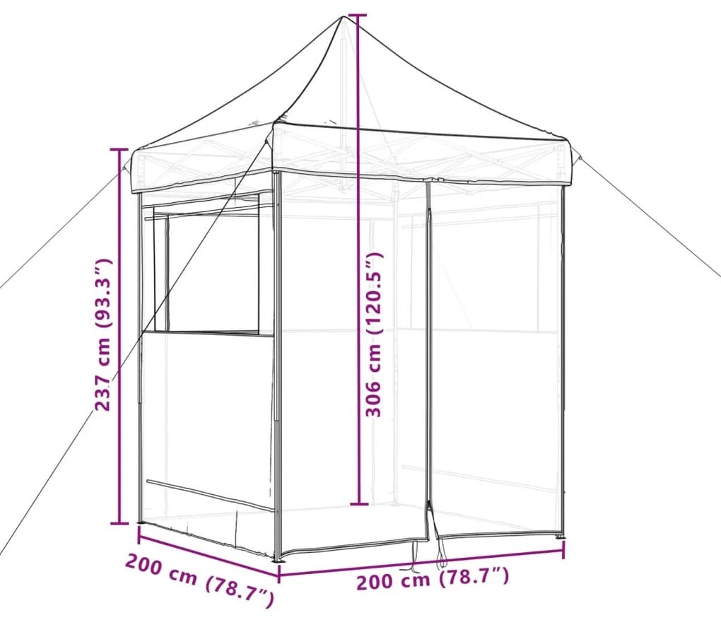 Tenda p/ festas pop-up dobrável com 4 paredes laterais verde