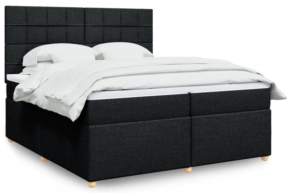 vidaXL Cama com molas/colchão 200x200 cm tecido preto