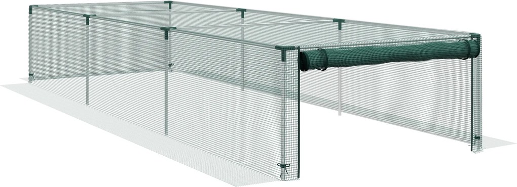 Outsunny Estufa de jardim para tomates com rede protetora e porta enrolável com zíper HDPE, dim. 125L x 373l x 62,5H cm | Aosom Portugal