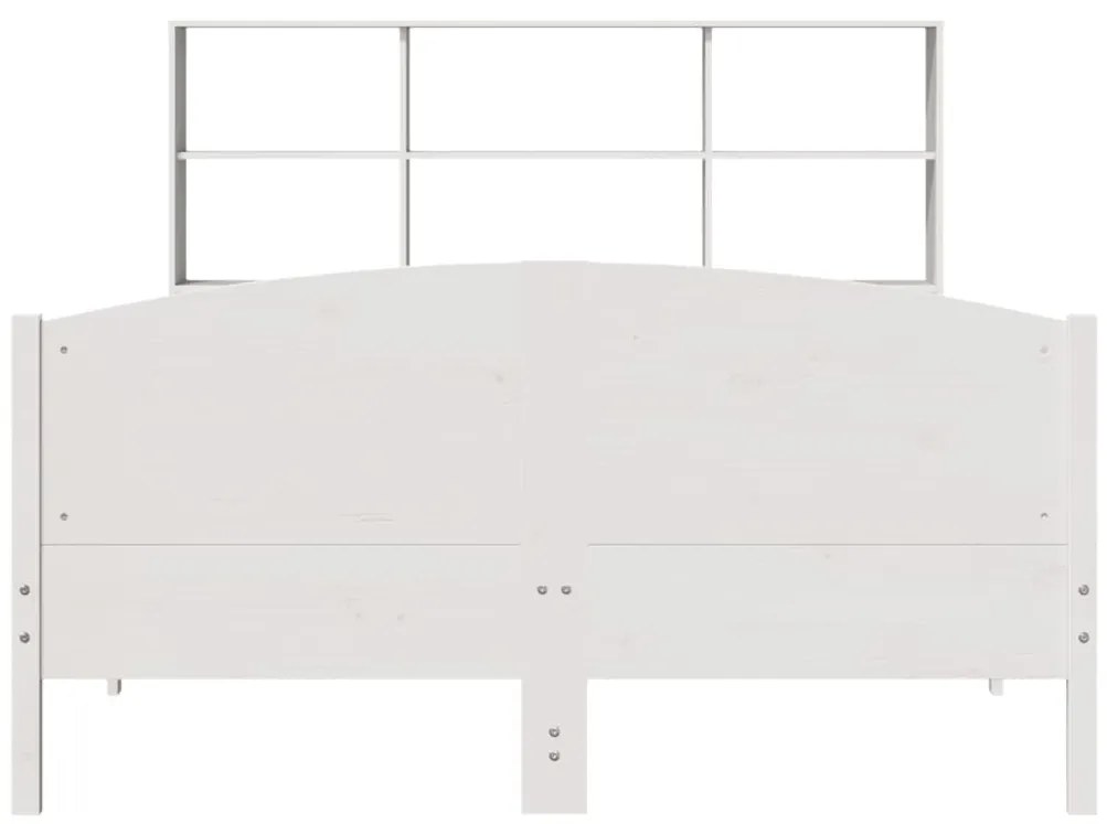 Cama com estante sem colchão 150x200 cm pinho maciço branco