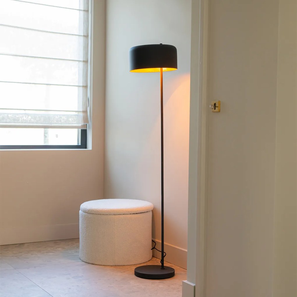 Candeeiro de pé retro preto com interior dourado - Jinte