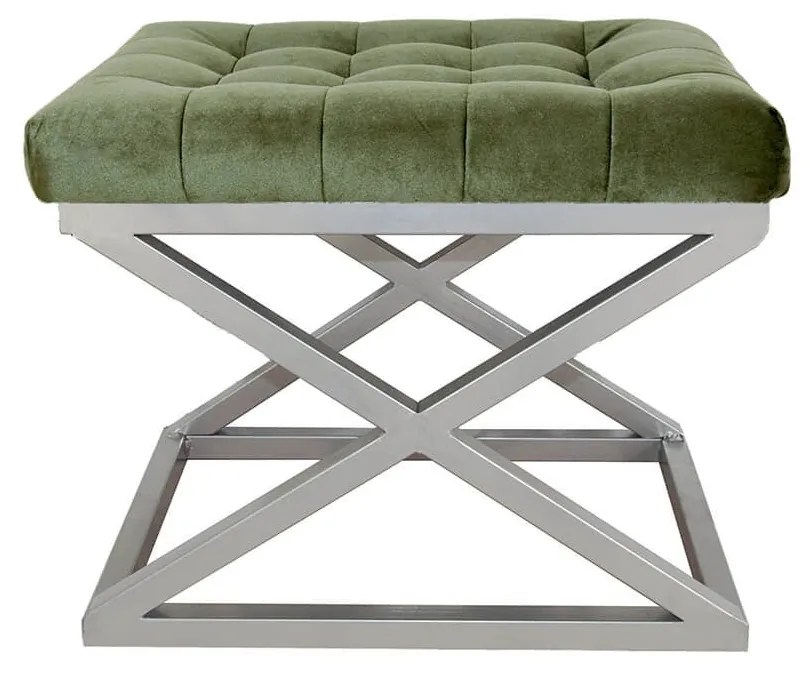Pouffe Capraz – Prateado e Fúcsia – 50x42x40 cm