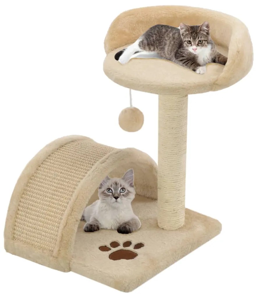 Árvore p/ gatos c/postes arranhadores sisal 40 cm bege/castanho