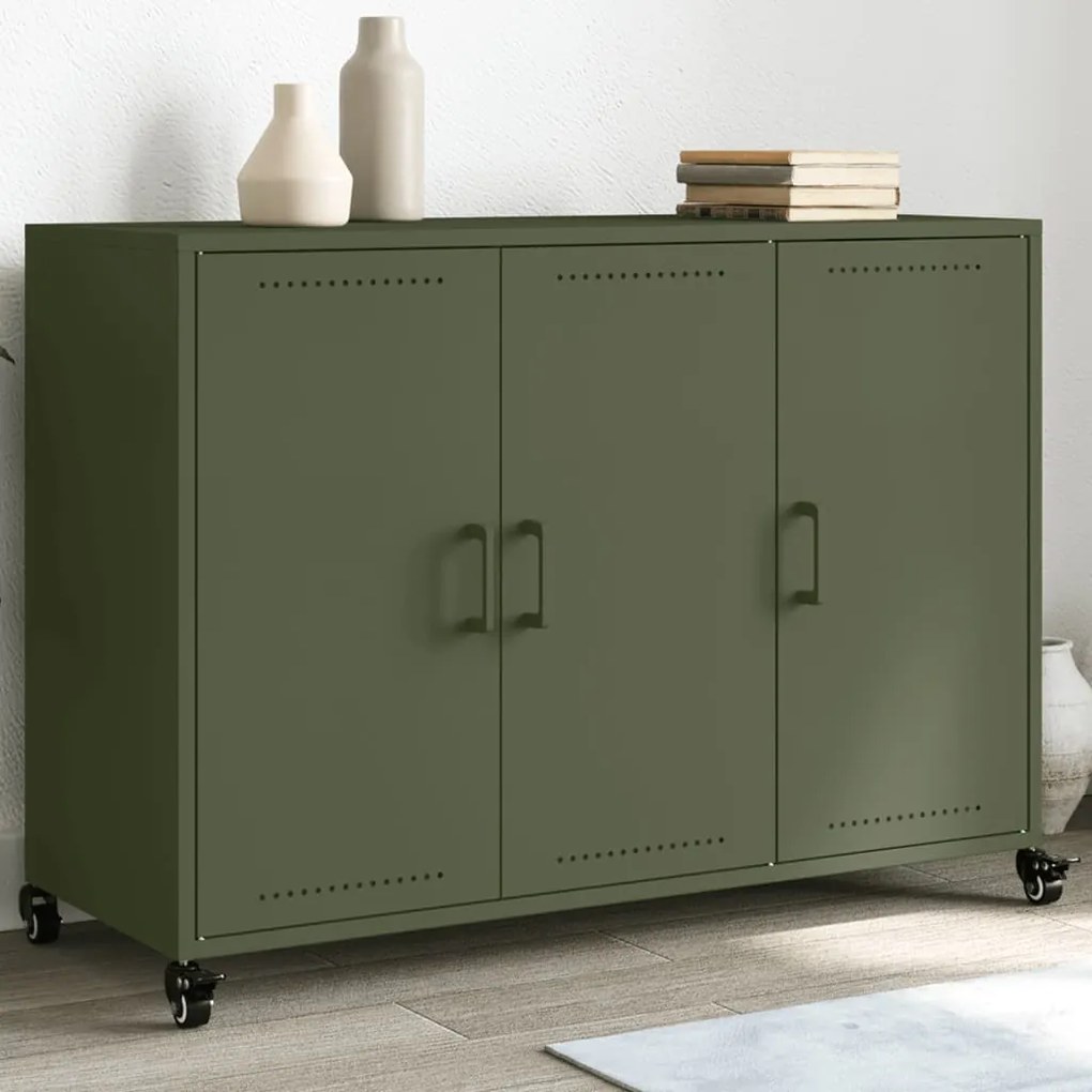 vidaXL Aparador 100,5x39x72 cm aço verde-azeitona