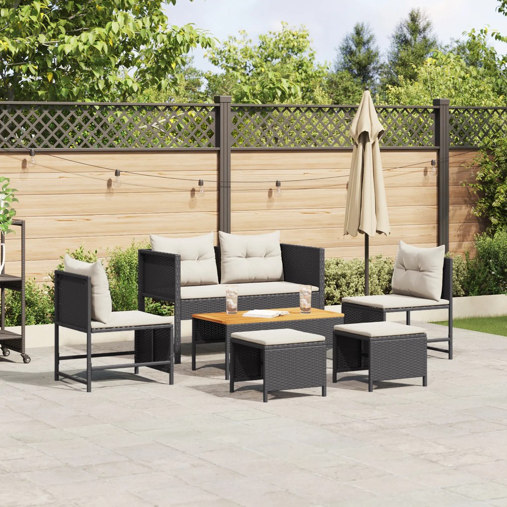 Conjunto de Sofás Externos Preto Rattan Sintético Médio