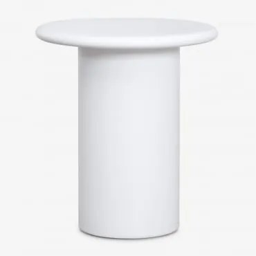 Pack De 2 Mesas De Cabeceira Ø45 Cm Em Cimento Namara Branco - Sklum