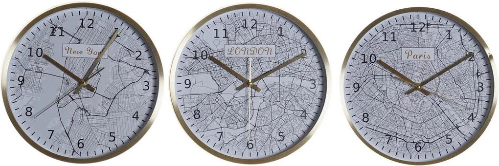 Relógio de Parede DKD Home Decor Alumínio Cristal (3 pcs) (30 x 4.3 x 40 cm)