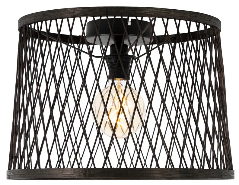 Candeeiro de teto rústico preto em vime 40 cm IP44 - Calamus