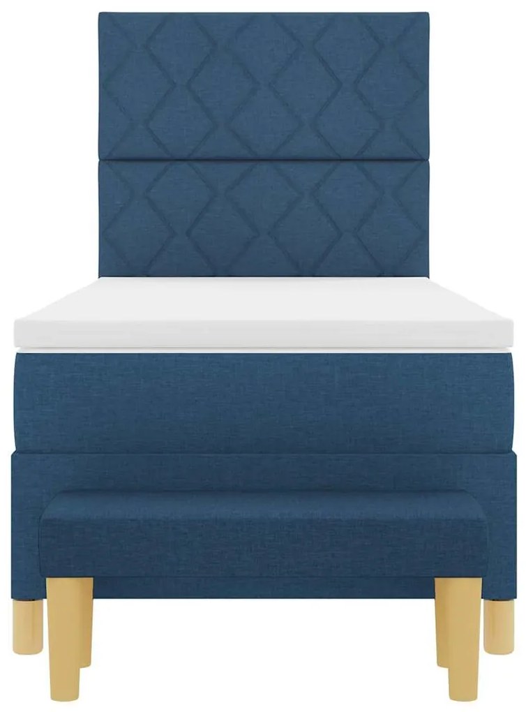 Cama Box com Colchão &amp; Banco Azul 90x200 cm Tecido
