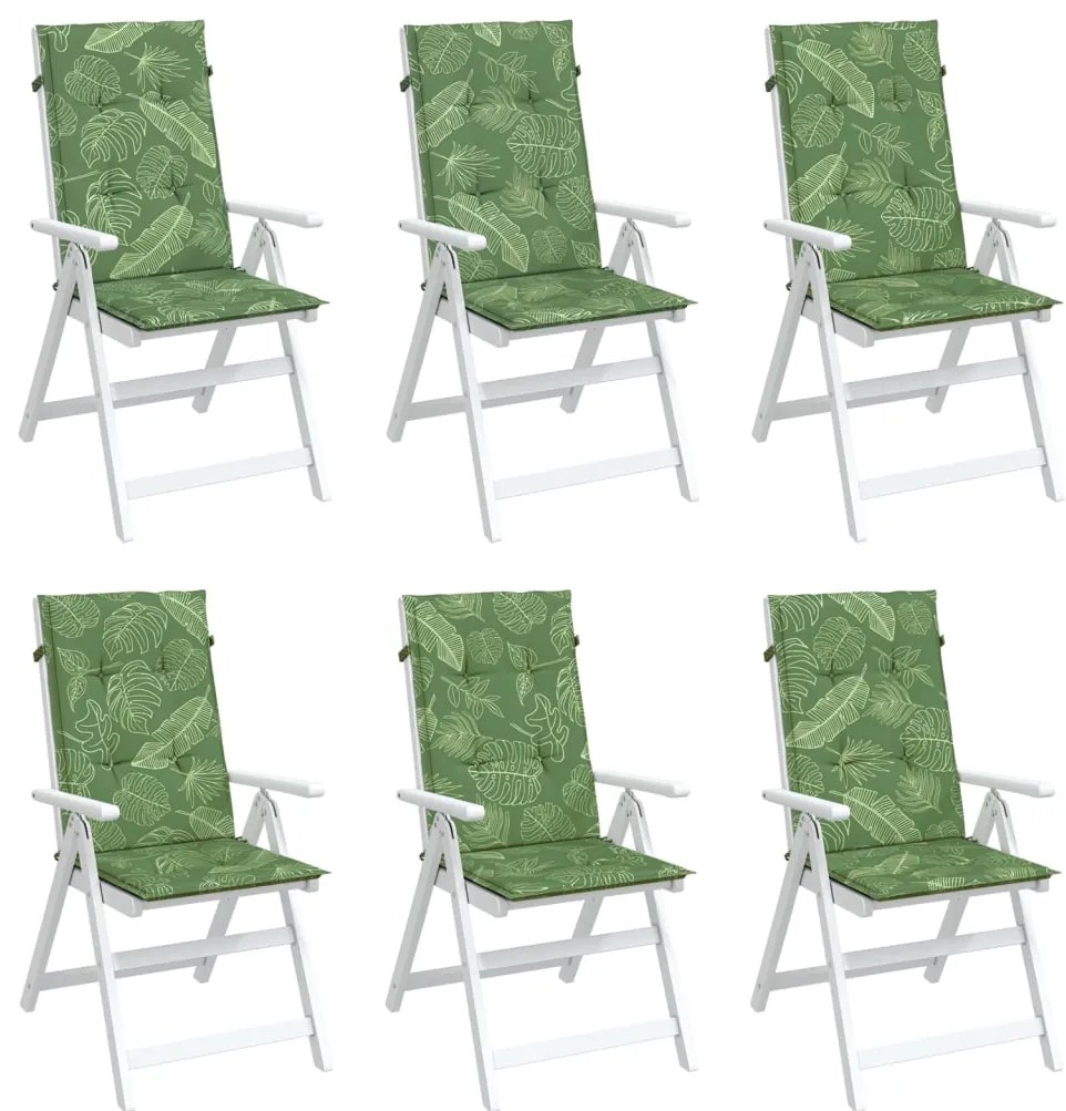 Almofadões cadeira de encosto alto 6 pcs tecido folhas