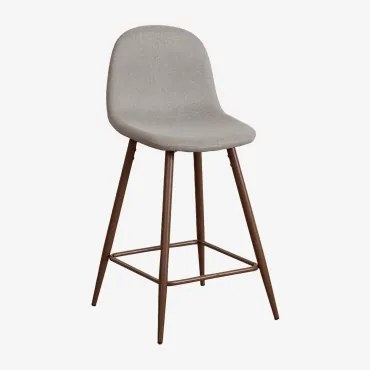 Pacote De 2 Bancos Altos Glamm Madeira Escura & ↑65 Cm & Cinza Concreto - Sklum