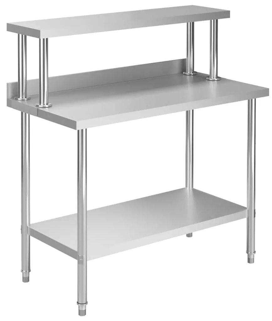 Mesa trabalho cozinha c/ prateleira 120x60x120cm aço inoxidável