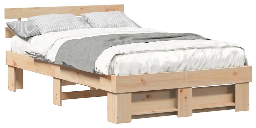 Estrutura da Cama com cabeceira Castanho 140 x 190 cm