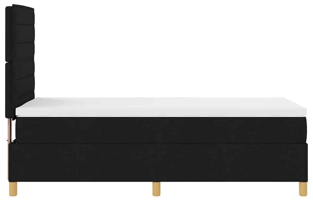 Cama Box com Colchão e LED Preto 100x200 cm Tecido