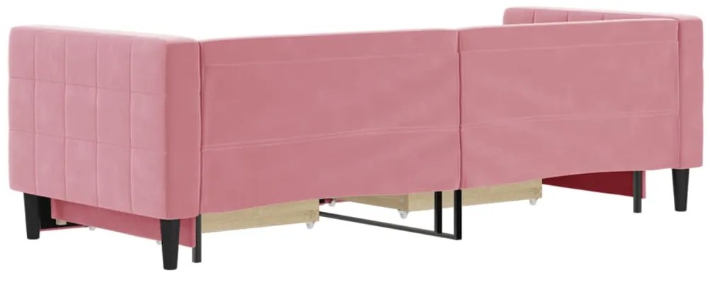 Sofá-cama com gavetão e gavetas 80x200 cm veludo rosa