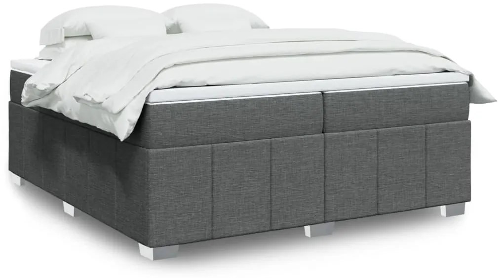 Cama com molas/colchão 200x200 cm tecido cinzento-escuro