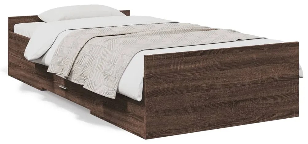 vidaXL Estrutura cama c/ gavetas derivados madeira carvalho castanho