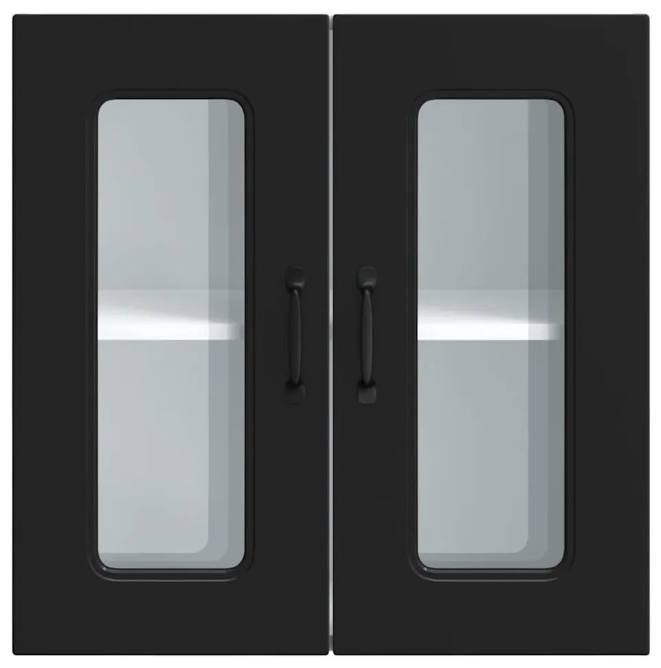 Armário de parede de cozinha porta vidro Kalmar preto