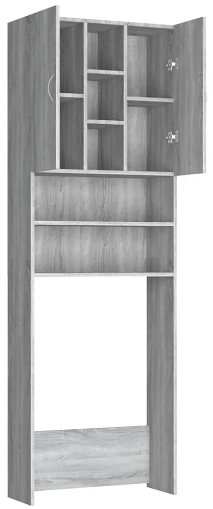 Armário máquina de lavar roupa 64x25,5x190 cm sonoma cinza