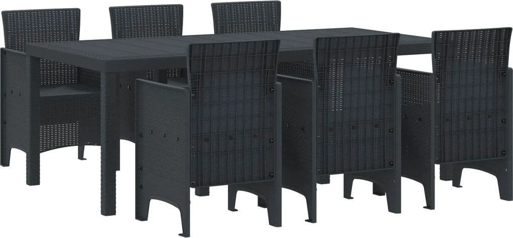 vidaXL Conjunto de Jantar para Jardim 7 pcs Antracite Polipropileno