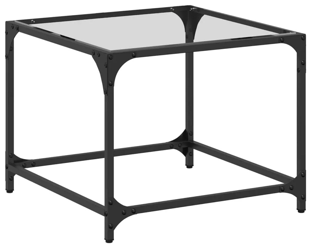 Mesa de centro c/ topo em vidro transparente 50x50x40 cm aço
