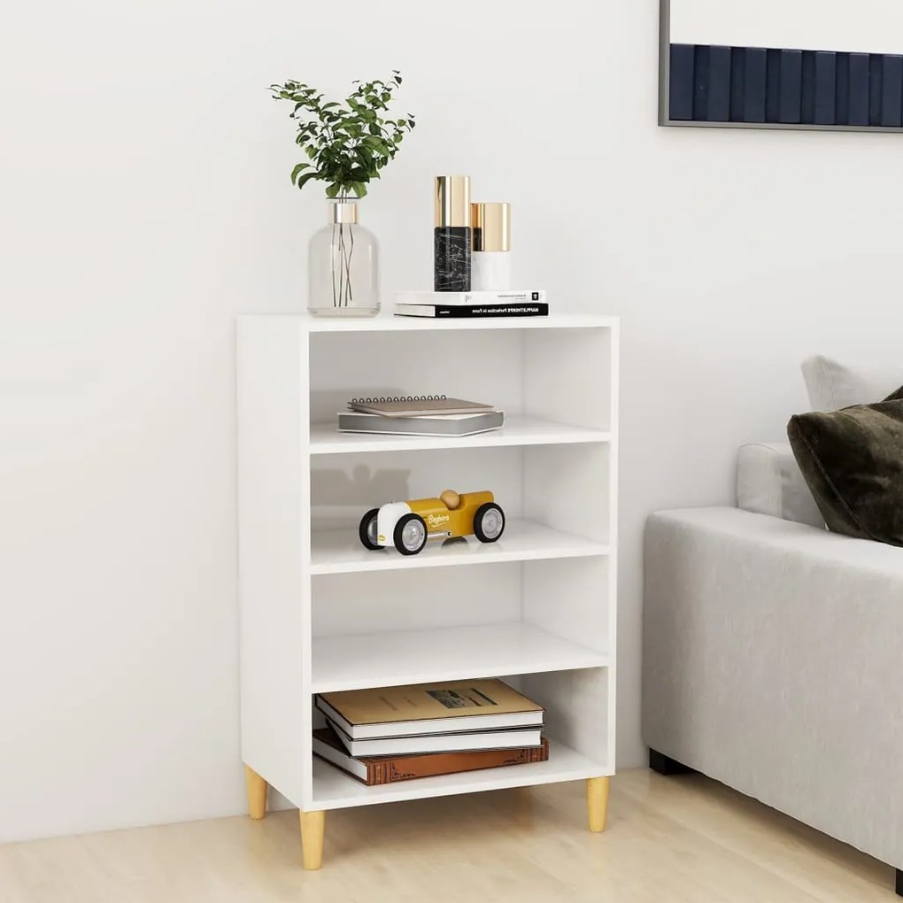 vidaXL Aparador 57x35x90 cm derivados de madeira branco brilhante