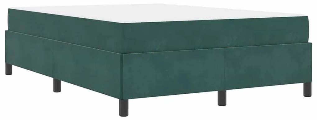 Estrutura da Cama Verde Escuro e Branco 140 x 200 cm Veludo
