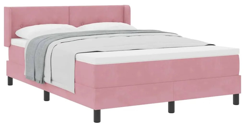Cama Box com Colchão vidaXL Rosa 140x190 cm Veludo