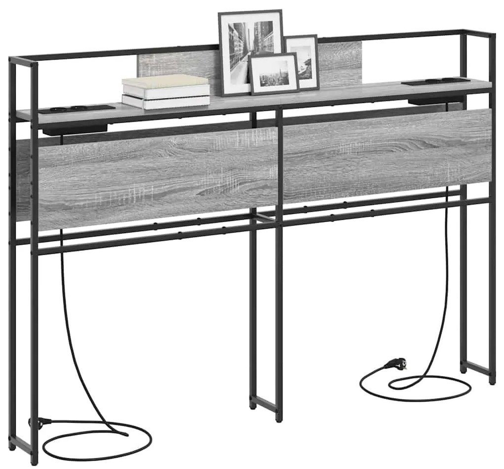Cabeceira de armazenamento com cabeceira Sonoma cinzento 135 cm