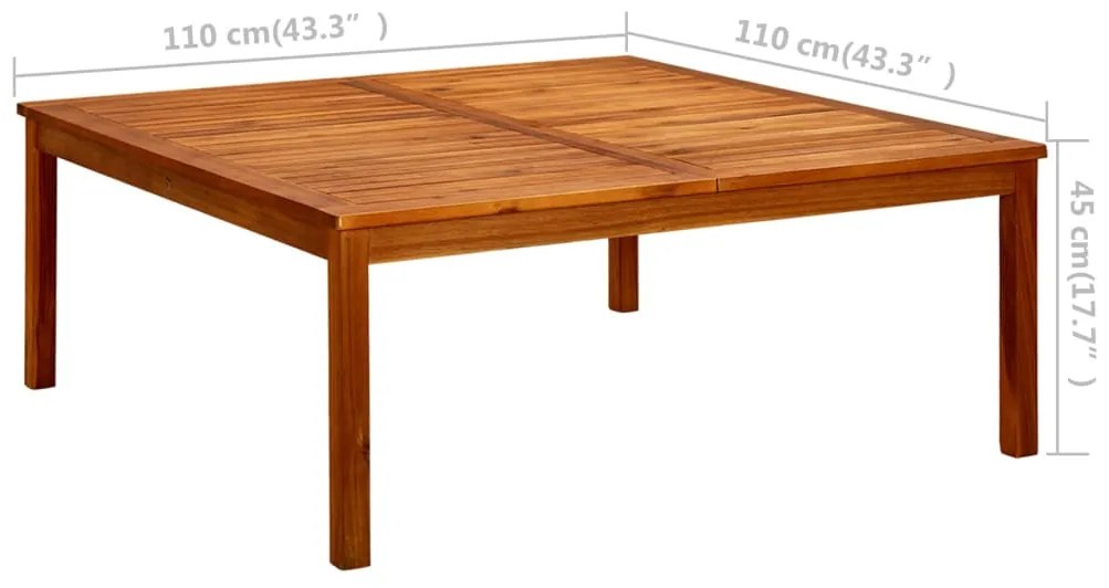 Mesa de centro p/ jardim 110x110x45 cm madeira de acácia maciça