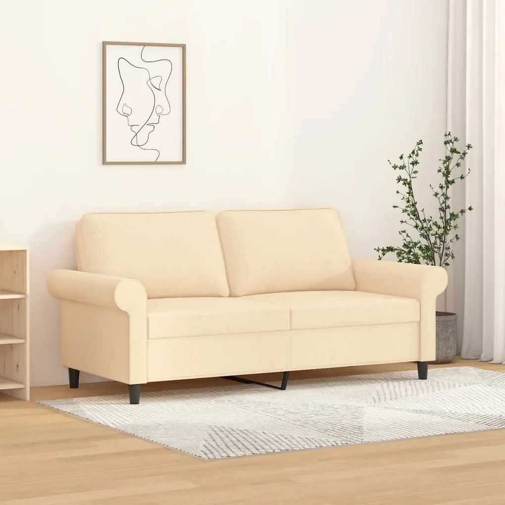 vidaXL Sofá de 2 lugares tecido 140 cm cor creme