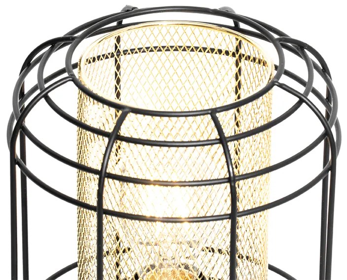Tripé de candeeiro de mesa design preto com ouro - Gaze Design