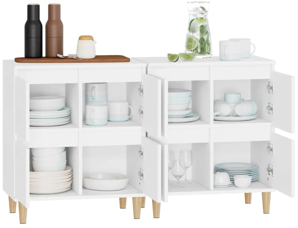 Aparadores 2 pcs 60x35x70 cm derivados de madeira branco
